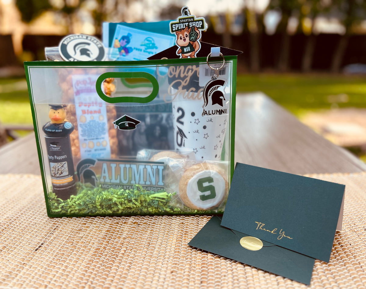 🎓💚Green & White Graduation Celebration Basket🤍🎓